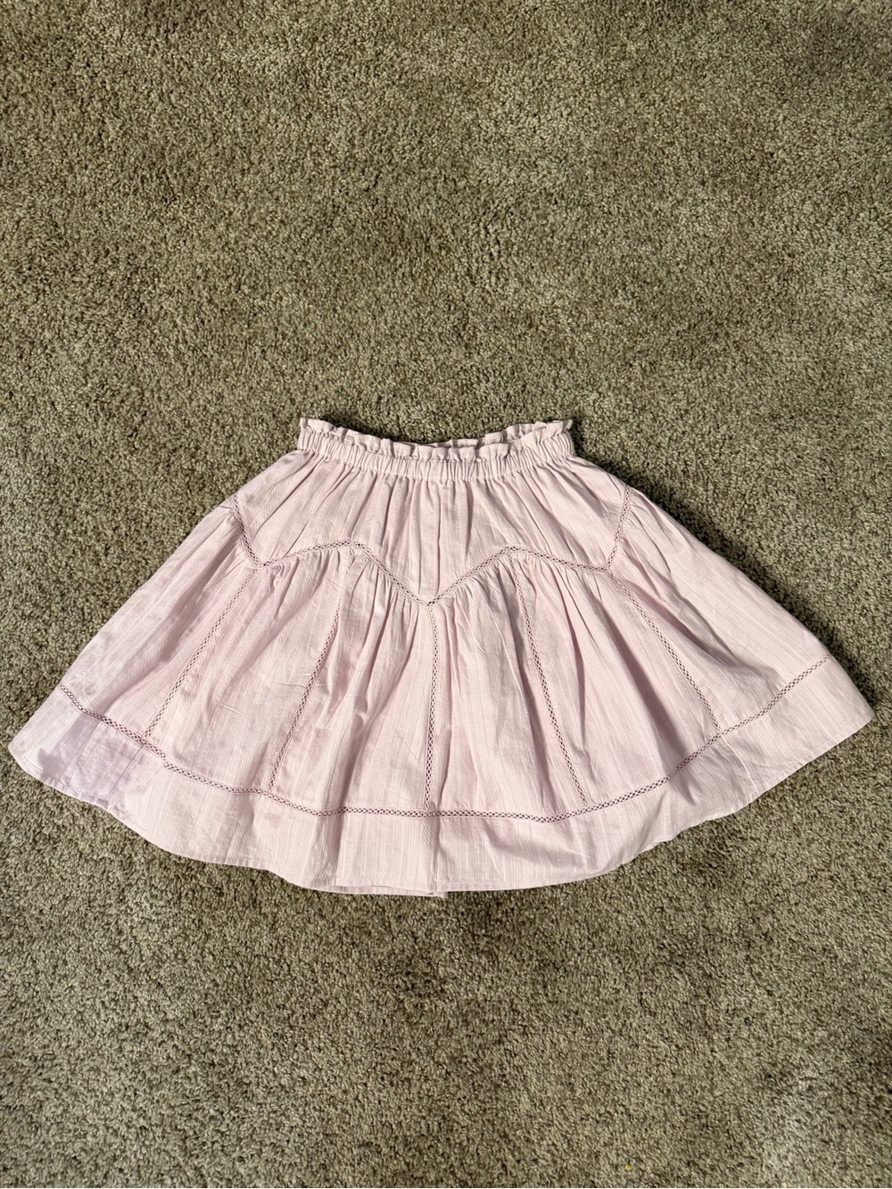 Little Moon Light Pink Tiered Cotton Skater Skirt with Elastic Waistband